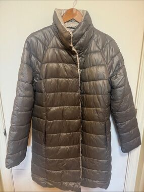 Kenneth Cole New York Quilted Longline Puffer Coat in Gray